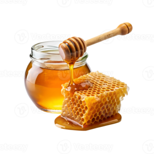honey and honeycomb on transparent background png