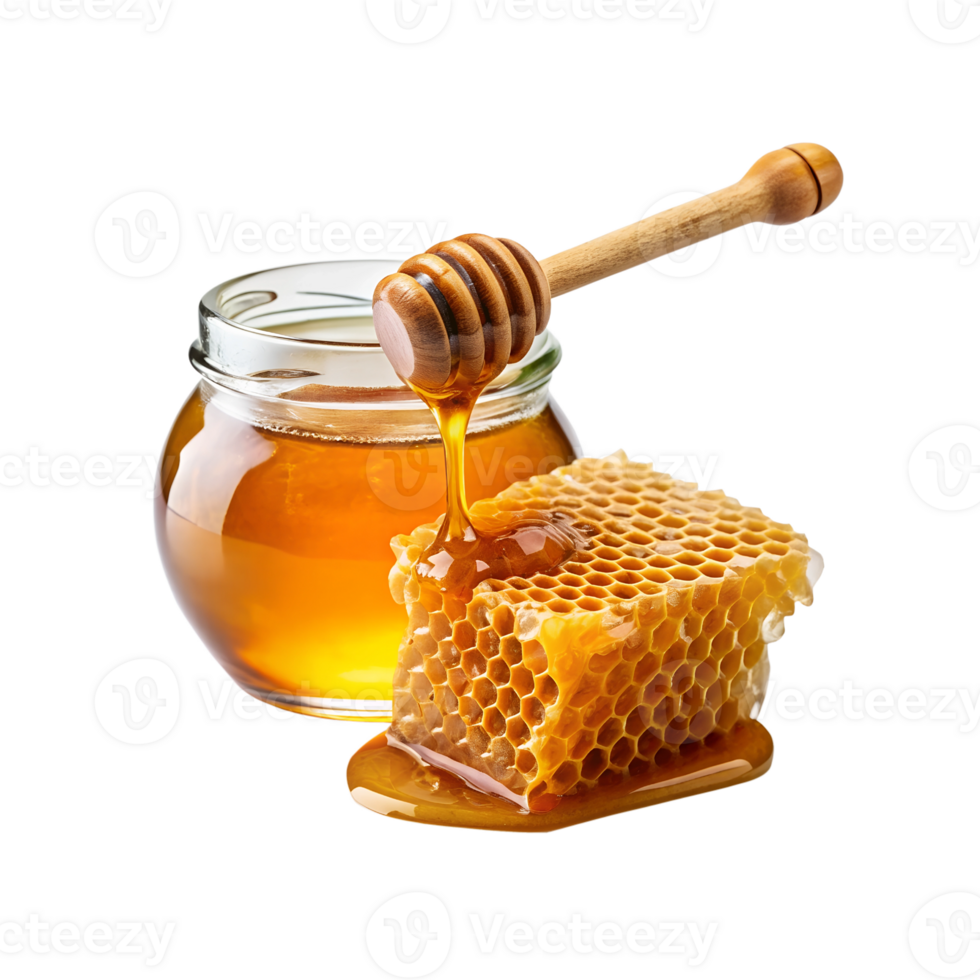 honey and honeycomb on transparent background png